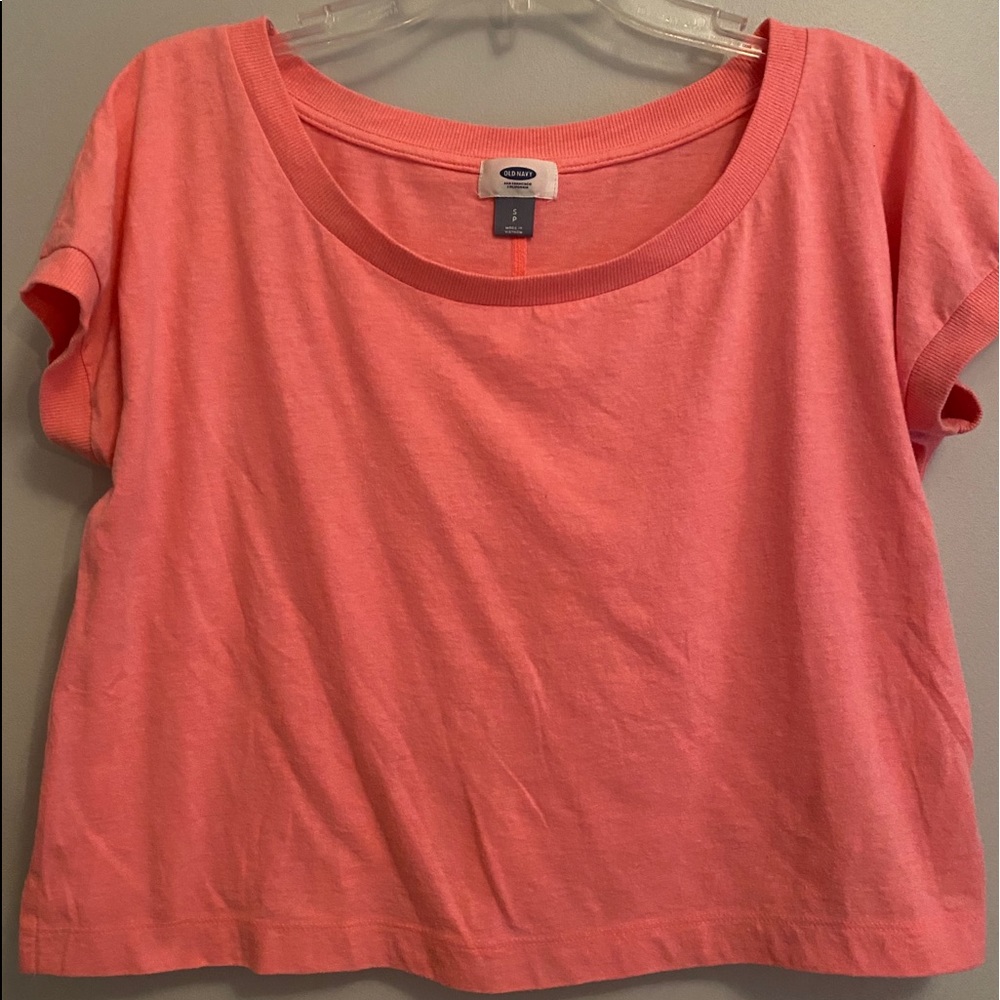 Neon Pink Box crop top, worn but not worn out